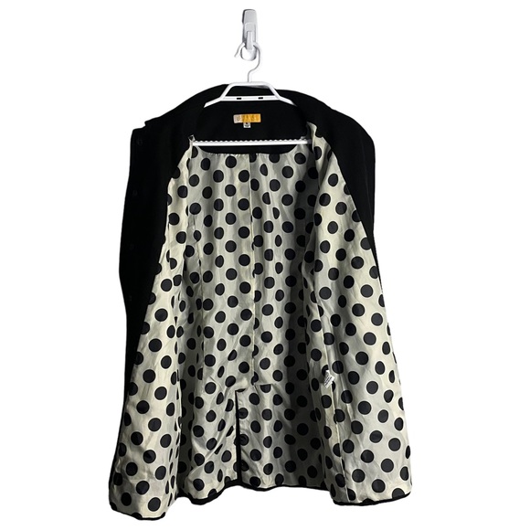 Anthropologie x Tulle Women's Black Wool Blend Polka Dot Lined Pea Coat - Picture 9 of 12